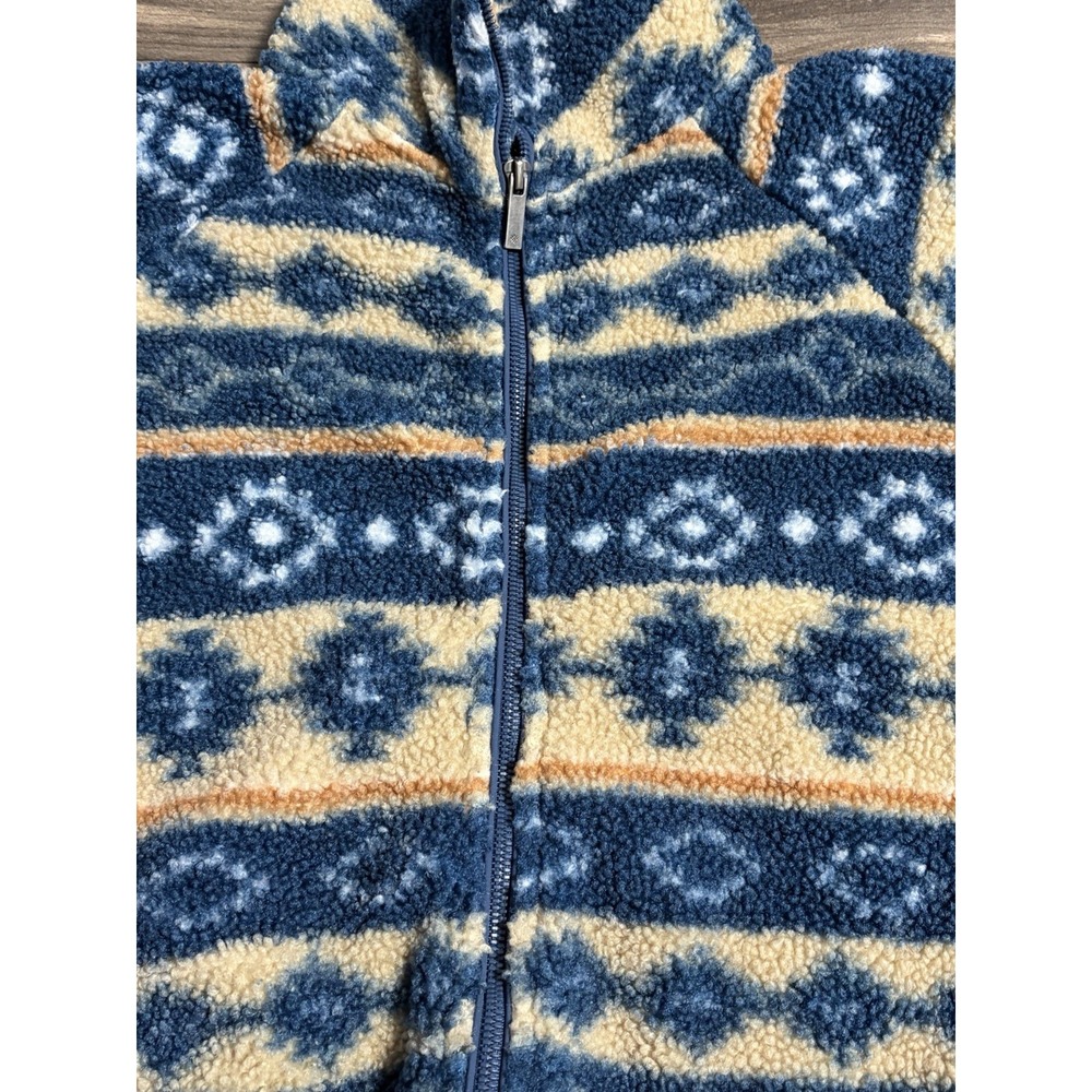 KYODAN Blue Patterned Curly Fleece Full Zip Oversized Jacket Size Kids Large 702 - Picture 3 of 4